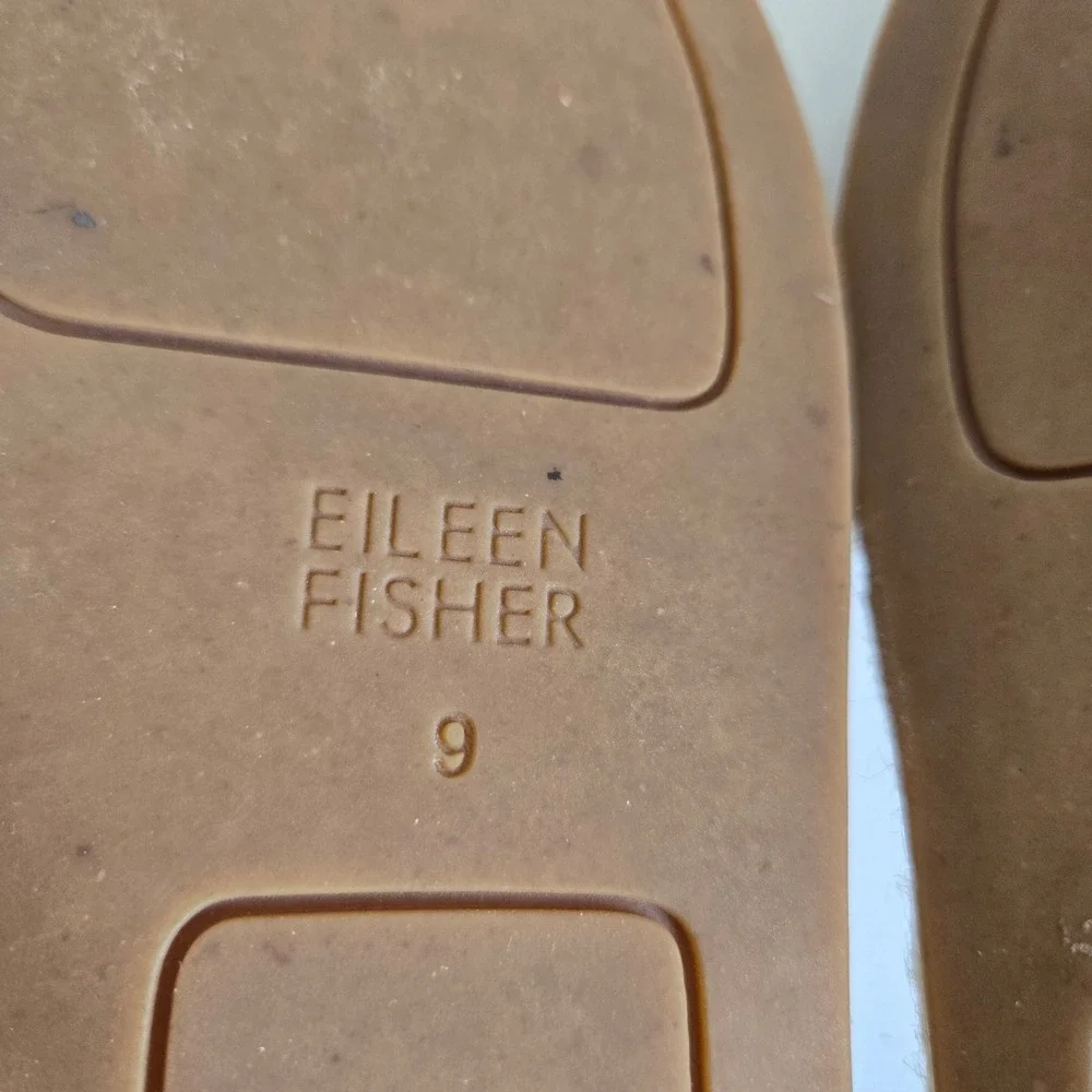 Eileen Fisher Womens Beige Leather Espadrille Ankle Strap Sandals Size 9 Flat